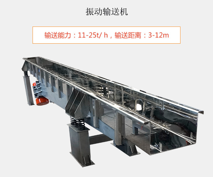 振動(dòng)輸送機(jī)：輸送能力：11-25t/ h，輸送距離：3-12m